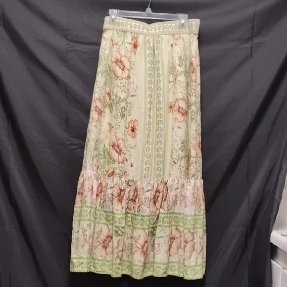 Rachel Zoe Floral Maxi Skirt in Cream and Green - Picture 4 of 15